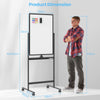 Reversible Rolling White Board with Black Markers and Board Eraser-Black-S