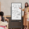 Reversible Rolling White Board with Black Markers and Board Eraser-Black-M