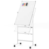 Reversible Rolling White Board with Black Markers and Board Eraser-White-S