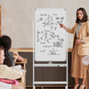 Reversible Rolling White Board with Black Markers and Board Eraser-White-M