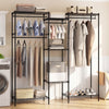 Portable Wardrobe Convertible Clothes Organizer with L-shape and Horizontal Installation-Black