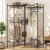 Portable Wardrobe Convertible Clothes Organizer with L-shape and Horizontal Installation-Black