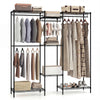 Portable Wardrobe Convertible Clothes Organizer with L-shape and Horizontal Installation-Black