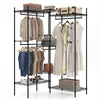 Portable Wardrobe Convertible Clothes Organizer with L-shape and Horizontal Installation-Black