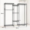 Portable Wardrobe Convertible Clothes Organizer with L-shape and Horizontal Installation-Black