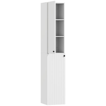 HOMCOM Wall Mounted Tall Bathroom Storage Cabinet in White