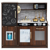 Toddler Pretend Kitchen Playset with Accessories and Simulated Sounds-Rustic Brown