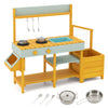 Pretend Mud Kitchen Play Kitchen with Removable Sink and Planter Boxes-Yellow
