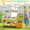 Pretend Mud Kitchen Play Kitchen with Removable Sink and Planter Boxes-Yellow