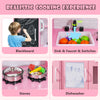 Toddler Pretend Kitchen Playset with Accessories and Simulated Sounds-Pink