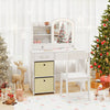 Kids Vanity Set with Lighted Mirror and Storage Drawers-White
