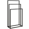 HOMCOM Freestanding Towel Rack, Steel Towel Rail Holder with 3 Bars, Black