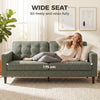 HOMCOM 3 Seater Sofa Button Tufted Upholstered Velvet Couch with Wood Legs for Living Room, Green