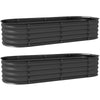 Outsunny Galvanised Raised Garden Bed, Metal Planter Box with Safety Edging, for Flowers, Herbs, Succulents, Pack of 2, Dark Grey