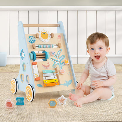 Push and Pull Learning Activity Center with Wheels-Blue