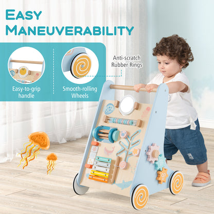 Push and Pull Learning Activity Center with Wheels-Blue