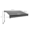 Outsunny 3 x 2.5m Electric Awning with LED Light and Remote Controller, Aluminium Frame DIY Retractable Awning, UV50+ Sun Shade Canopy for Garden Patio Deck Door Window, Dark Grey