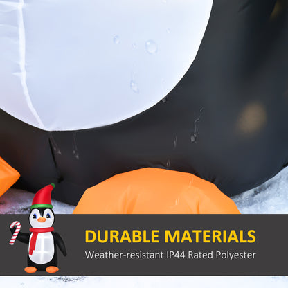 8ft Inflatable Christmas Penguin Holding Candy Cane Blow Up Outdoor Decoration in Red and Black and White