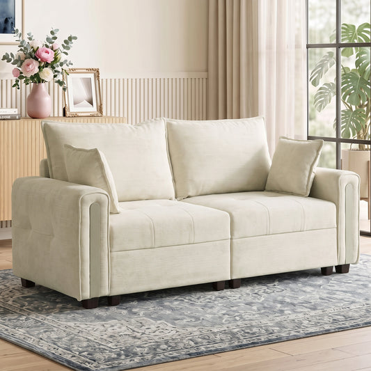HOMCOM 2 Seater Sofa with Lift-Up Storage in Beige