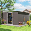 Outsunny 11.3 x 9.2ft Lean to Metal Garden Shed, Outdoor Galvanised Tool Storage House with Double Sliding Doors and 2 Air Vents, Grey