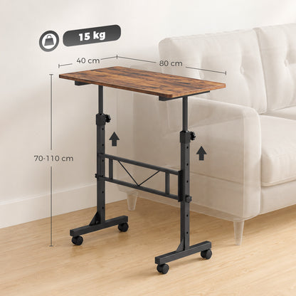HOMCOM Overbed Table in Rustic Brown Black