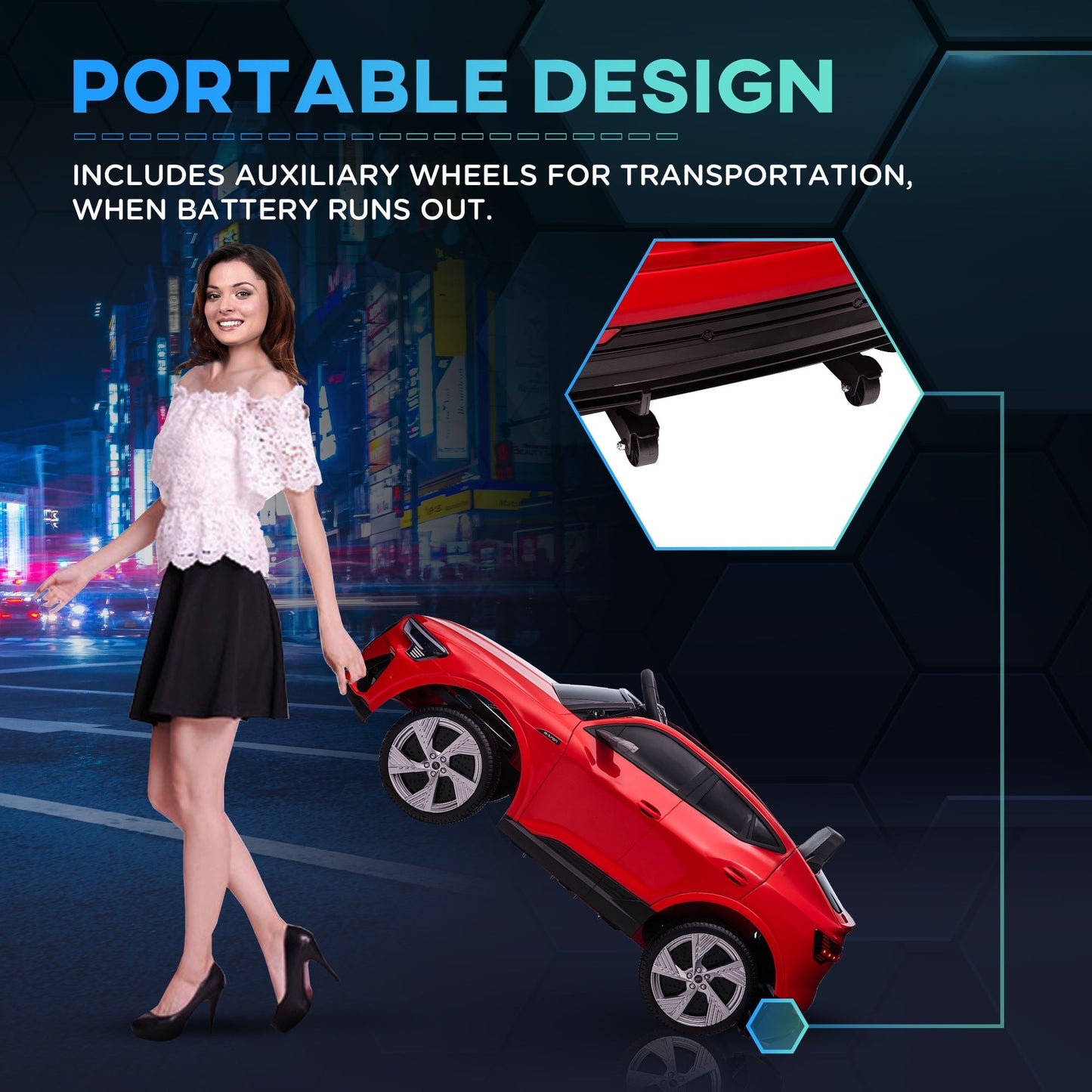 HOMCOM Audi E-tron مرخصة، 12 فولت، سيارة ركوب كهربائية للأطفال، سيارة كهربائية للأطفال، مع جهاز تحكم عن بعد للوالدين، أضواء وموسيقى MP3، عجلات تعليق، لعمر 3-5 سنوات، أحمر