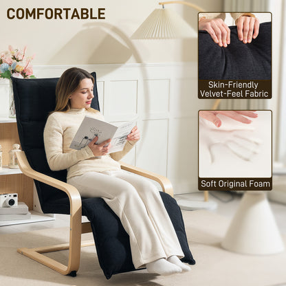 HOMCOM Curved Wooden Accent Chair in Black