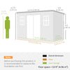 Outsunny 10 x 6 ft Resin Garden Shed, Outdoor Storage Shed with Floor, Windows, Lockable Doors and Vents, Grey