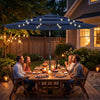 Outsunny 2.8 m Garden Parasol Umbrella with LED Solar Light, Parasol Cover, 3 Tier Outdoor Table Market Patio Umbrella, Navy Blue