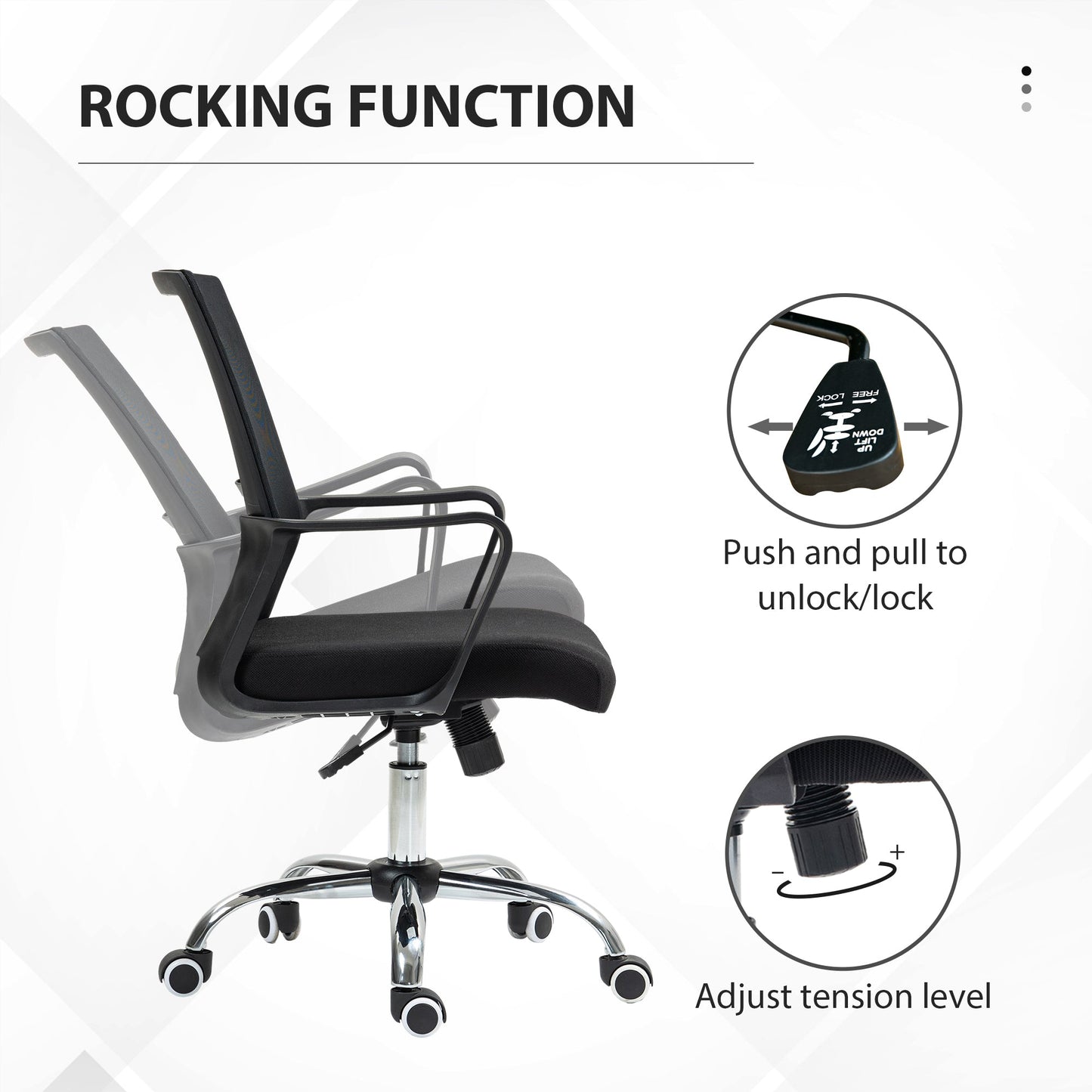 Vinsetto Home Office Chair and Computer Desk Set, Mesh Chair with Swivel Wheels, Study Desk with Storage Shelf, Rustic Brown and Black