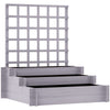 Outsunny 3 Tier Garden Planters with Trellis for Vine Climbing, Wooden Raised Beds, 95x95x110cm, Grey