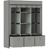 HOMCOM Fabric Wardrobe for Bedroom, Portable Wardrobe with 5 Shelves, 2 Hanging Rails and 3 Fabric Drawers, Foldable Closet, 125 x 43 x 162.5cm, Light Grey