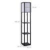 HOMCOM Floor Lamp with Shelves and Top Light, Modern Corner Standing Lamp for Living Room, Bedroom, Bulb not Included, Black