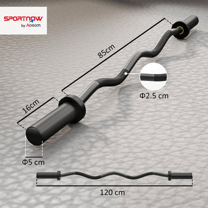 SPORTNOW 4 قدم أولمبية EZ Curl Bar، قضيب أولمبي لألواح الأوزان 2 بوصة مع مقبض يدوي غير قابل للانزلاق 120 سم