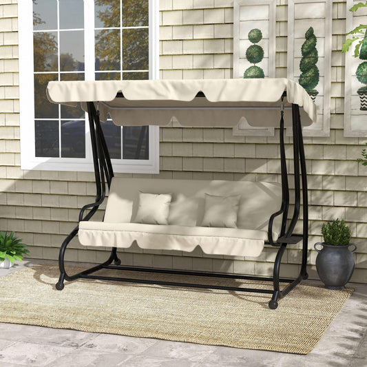 Outsunny Three-Person Garden Swing Chair in Cream