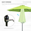 Outsunny 2.7M Garden Parasol Umbrella with Glass Fibre Ribs and Aluminium Frame, Tilting Sun Shade Shelter Canopy, Light Green