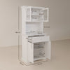 HOMCOM 4-Door Kitchen Cupboard with Drawer, Freestanding Kitchen Cabinet with Glass Doors, Adjustable Shelves and Open Counter, White