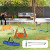 PawHut Seven-Piece Dog Agility Equipment Set with Weave Poles, Jump Ring, Hurdle, Pause Box, Carry Bag, Orange