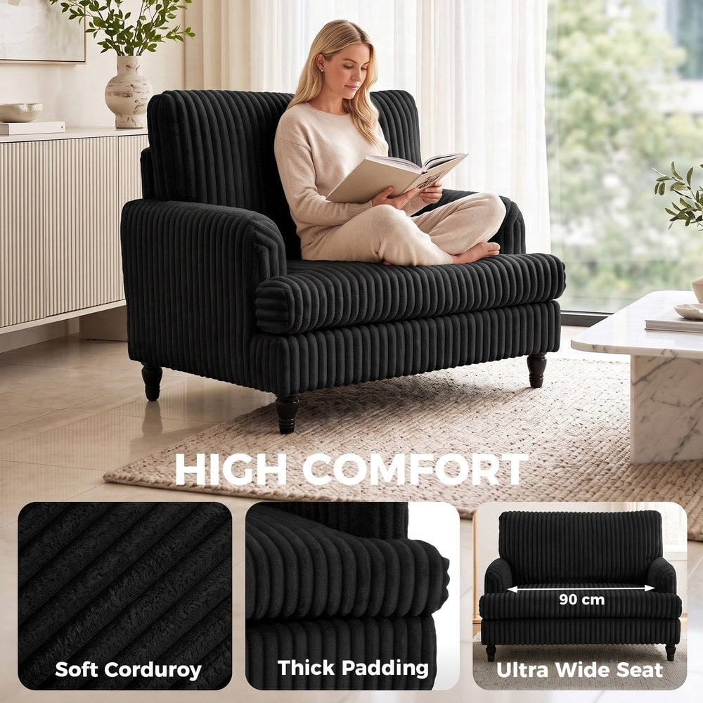 HOMCOM Corduroy Single Sofa Armchair in Black