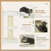 PawHut 2 Tier Sisal Sherpa Cat Tree with Basket Cushion Sisal Post Cream White