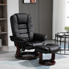 HOMCOM Recliner Chair With footstool, Recliner Armchair up to 130kg Weight Capacity, 135Â° Reclining Swivel Sofa Chair, PU Leather Ergonomic Couch Bed with Swivel Wood Base for Living Room, Black