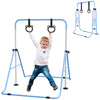 HOMCOM Adjustable Height, Foldable Kids Gymnastics Bar w/ Non-slip Rubber Floor Rings, for 3+ Years, Blue