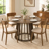 HOMCOM Dining Table for 4-6 People Modern Kitchen Table with Slatted Base 120 cm Round Light Walnut