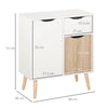 HOMCOM Sideboard Floor Cabinet Storage Cupboard with Drawer and Solid Wood Legs for Bedroom, Living Room, Entryway, Brown