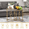 HOMCOM Nesting Round Coffee Table Set of 2 - Gold Tone