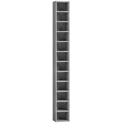 HOMCOM 204 CD Tall Narrow Media Storage Tower - Cement Grey
