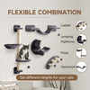 PawHut Four-Piece Cat Wall Furniture, with Hammock, Ladder, Platforms, Steps, for Indoor Use - Dark Grey