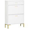 HOMCOM Three Drawer Slim Shoe Storage Cabinet, 12 Shoe Pairs - White