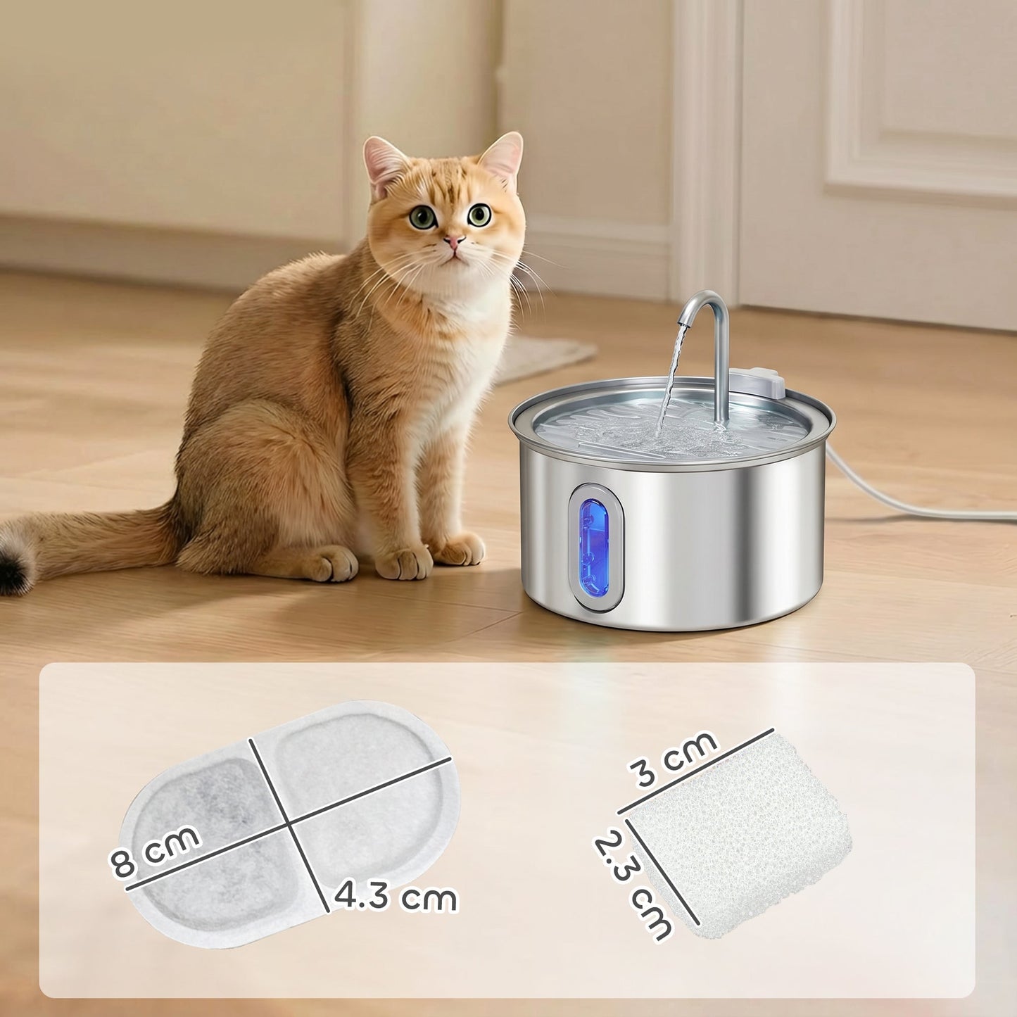 PawHut 16 Pack Cat Water Fountain Filters, Replacement Filters Set for 3.2L/2.5L Automatic Pet Fountain