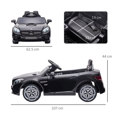 HOMCOM Benz SLC 300 Licensed 12V Kids Electric Ride On, with Music, Remote Control, LED Headlights, Horn, Black